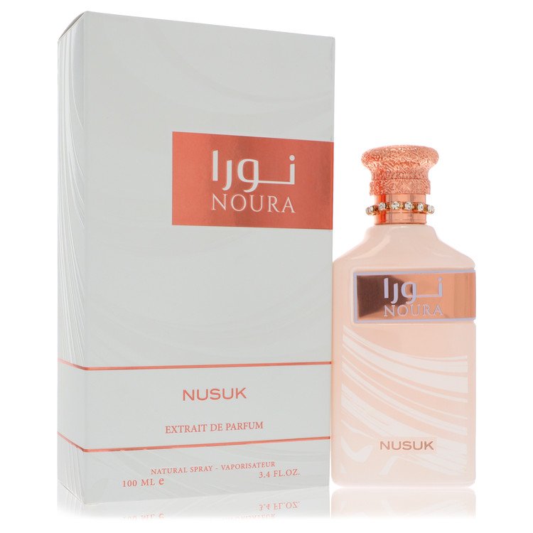 Nusuk Noura perfume bottle - floral woody fragrance with Turkish rose, amber, patchouli and vanilla