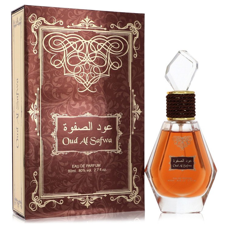 Oud Al Safwa perfume bottle and packaging on a white background