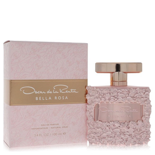 Bella Rosa perfume bottle for women by Oscar De La Renta — Floral chypre fragrance with pink pepper, freesia, mandarin orange, pink rose, jasmine, orris, patchouli, amber, and sandalwood notes