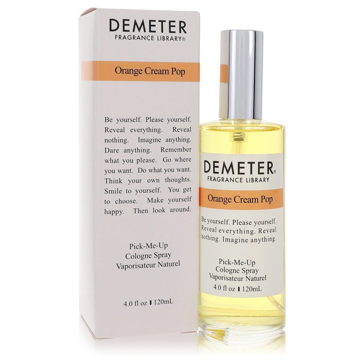 Demeter Orange Cream Pop cologne spray bottle and packaging on a white background