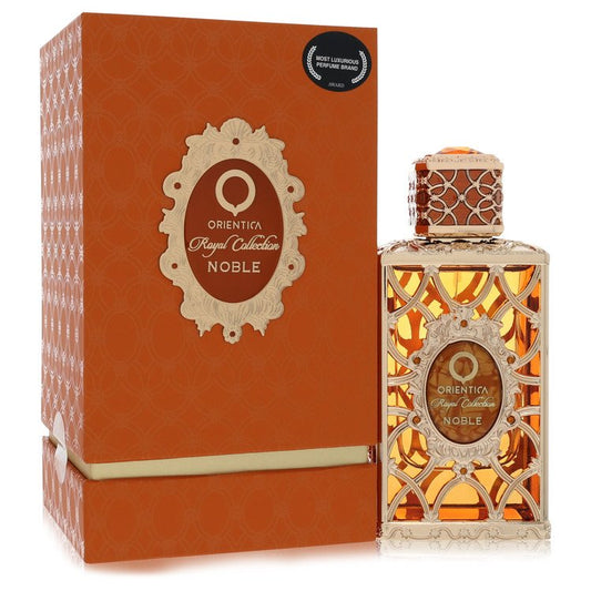 Oriental perfume bottle and packaging with intricate design on a white background