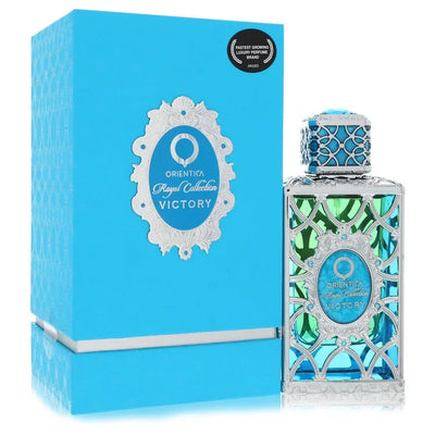 Orientalis Royal Collection Victory perfume bottle and packaging on a white background