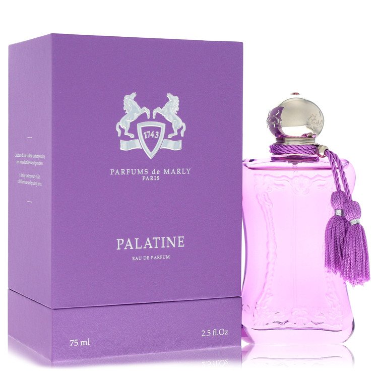 Palatine perfume bottle for women by Parfums De Marly — Regal oriental floral fragrance with bergamot, orange blossom, rose, jasmine, iris, sandalwood, ambergris, and musk notes