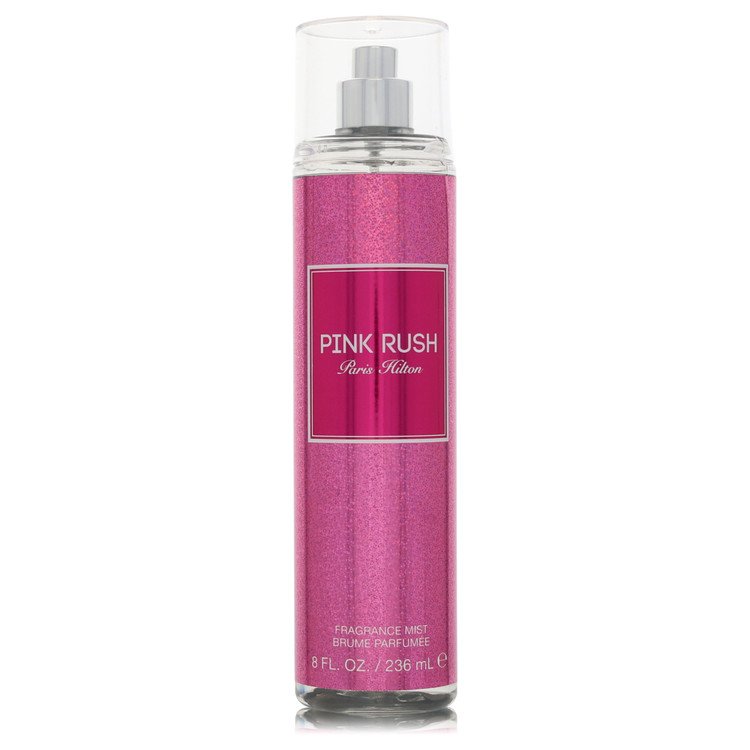 Paris Hilton Pink Rush perfume bottle — fruity floral fragrance for women with bergamot, Asian pear, goji berries, pink peony, Turkish rose, coral hibiscus, amber, cashmere woods, and tonka notes