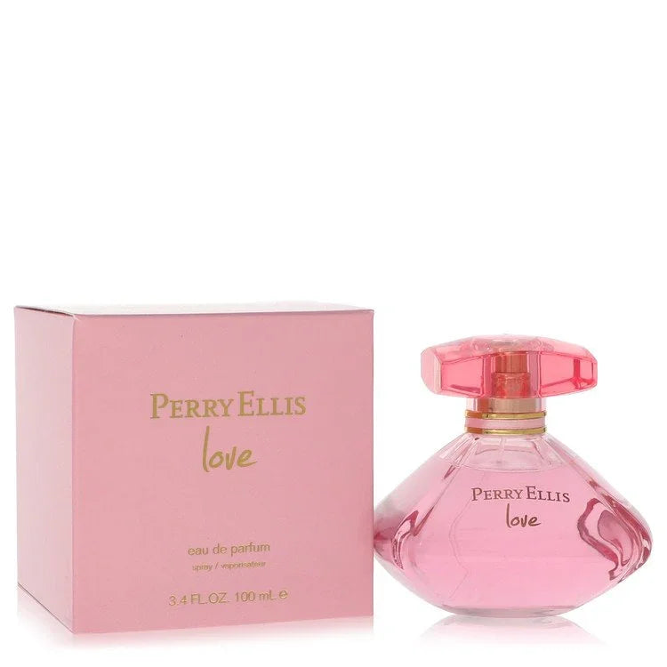Perry Ellis Love perfume bottle and packaging on a white background
