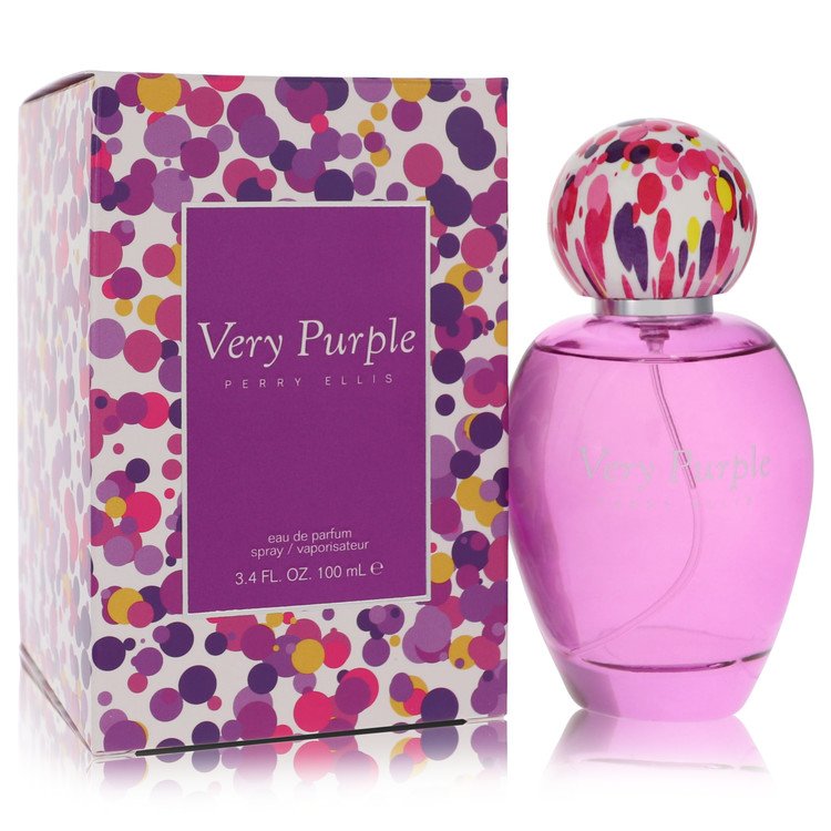 Perry Ellis Very Purple Eau de Parfum bottle - Women's floral fruity fragrance with freesia, green apple, white peach, violet, jasmine, muguet, sandalwood, musk, and vanilla