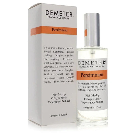 Demeter Persimmon cologne spray bottle and packaging on a white background
