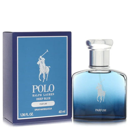 Ralph Lauren Polo Deep Blue Cologne bottle — aquatic men's fragrance with green mango, grapefruit, bergamot, geranium, clary sage, cypress, sea notes, Ambroxan, fir, resin, musk, and patchouli