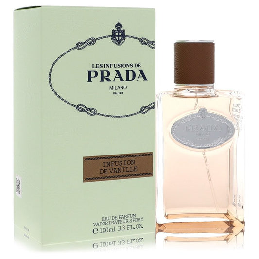 Prada perfume bottle and packaging on a white background