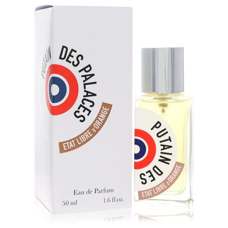 Perfume bottle and packaging of 'Putain des Palaces' by Etat Libre d'Orange on a white background