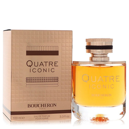 Boucheron Quatre Iconic perfume bottle and packaging on a white background