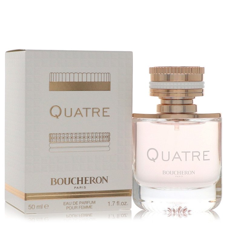 Boucheron Quatre perfume bottle and packaging on a white background