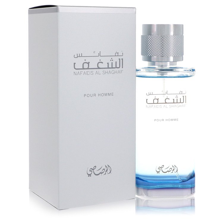 Rasasi Nafaeis Al Shaghaf Pour Femme bottle with almond, coffee, jasmine, tuberose, orris and tonka bean