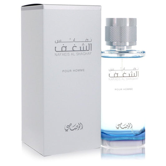 Rasasi Nafaeis Al Shaghaf Pour Femme bottle with almond, coffee, jasmine, tuberose, orris and tonka bean