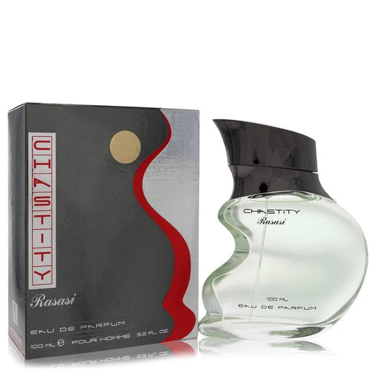 Rasasi Chastity perfume bottle and packaging on a white background