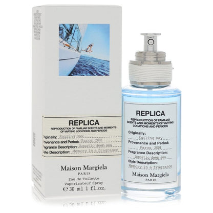 Replica Sailing Day Cologne bottle — fresh woody aquatic fragrance with aquatic accord, juniper essence, coriander essence, red seaweed essence, and ambergris accord.