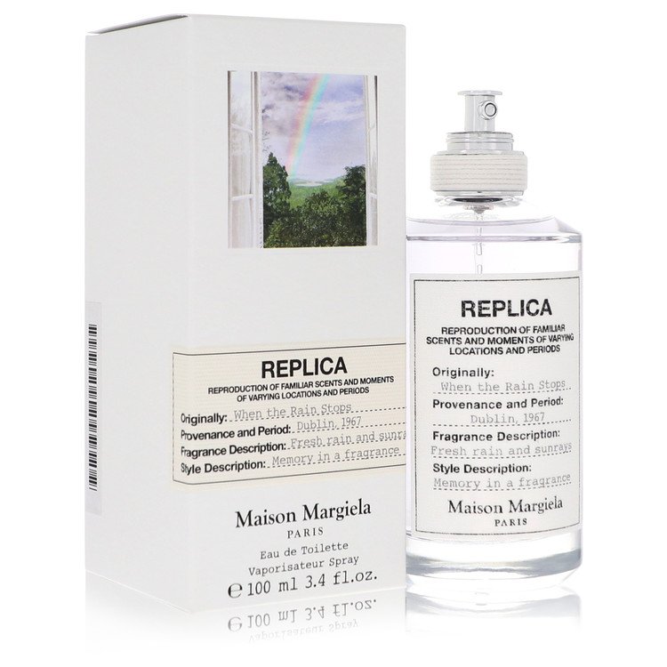 3.4 oz Replica When The Rain Stops Perfume bottle - woody aquatic fragrance with bergamot, rose, patchouli and moss
