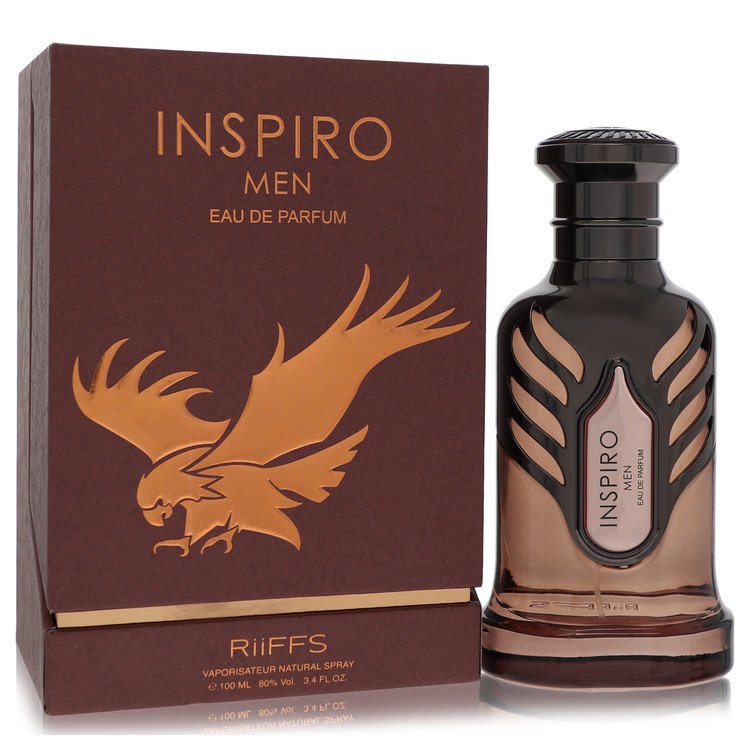 Riiffs Inspiro Men Cologne bottle with lavender, cardamom, tonka bean, iris, amber, vanilla, cedar and musk
