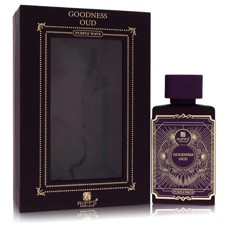 Goodness Oud perfume bottle and packaging on a white background