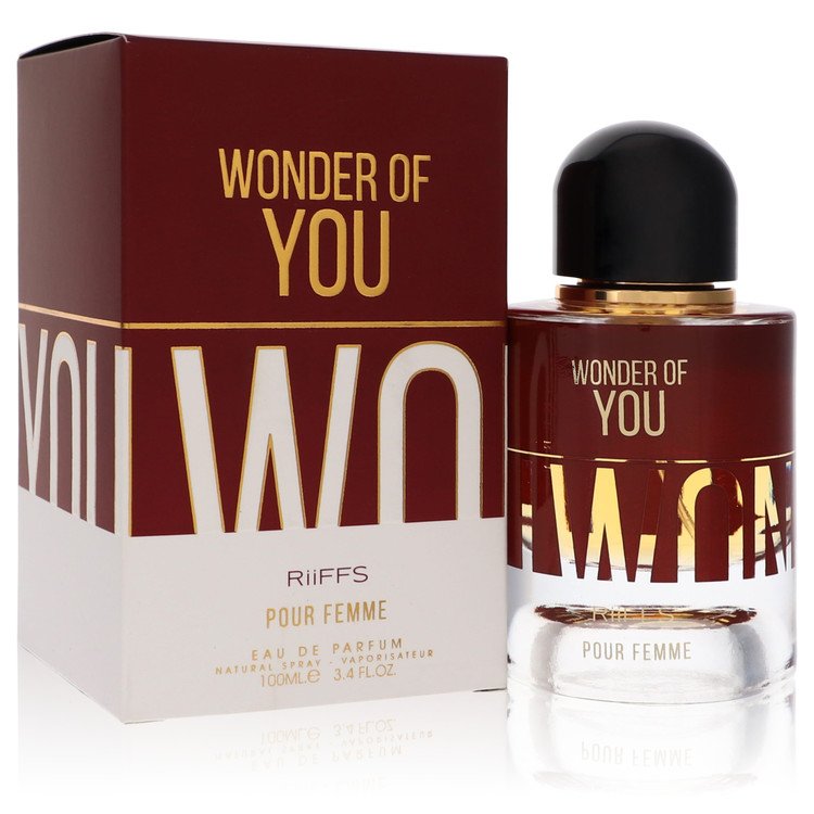 Perfume bottle and packaging of 'Wonder of You' by Riiffs on a white background
