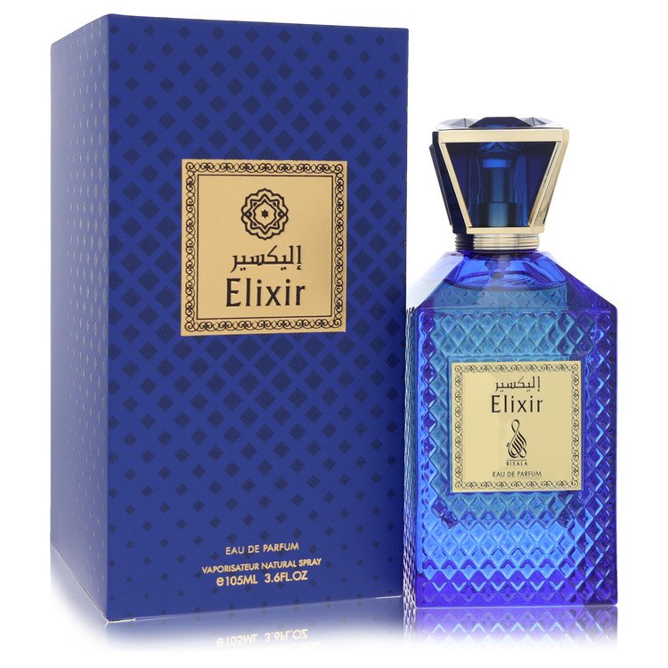 Risala Elixir Eau de Parfum for Men bottle - Men's woody spicy fragrance with bergamot, lemon, lavender, cardamom, cedarwood, and amber