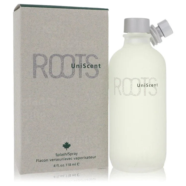 White bottle and packaging of 'ROOTS UniScent' on a white background