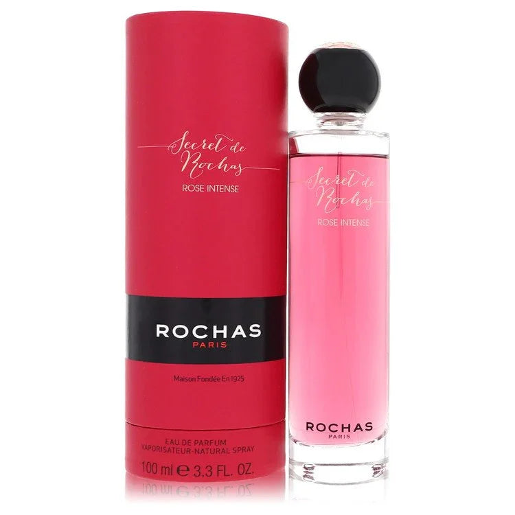Rochas Secret de Rochas Rose Intense Eau de Parfum perfume in signature rose-colored tall slender bottle sealed