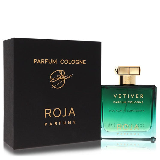 Roja Parfums Vetiver Parfum Colonge bottle and packaging on a white background
