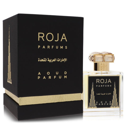 Roja Parfums Aoud perfume bottle and packaging on a white background