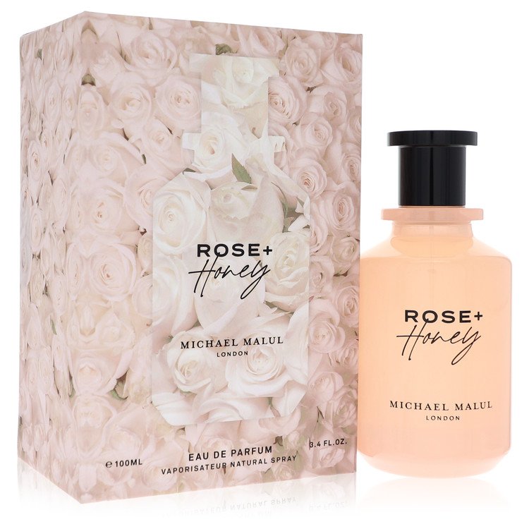 Michael Malul Rose + Honey Perfume bottle - sweet floral gourmand fragrance with strawberry, rose petals, honey and white caramel