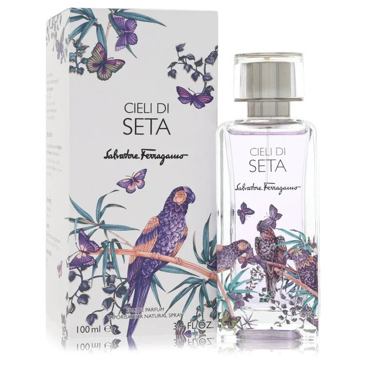 Salvatore Ferragamo Cieli Di Seta perfume bottle floral woody fragrance
3.4 oz