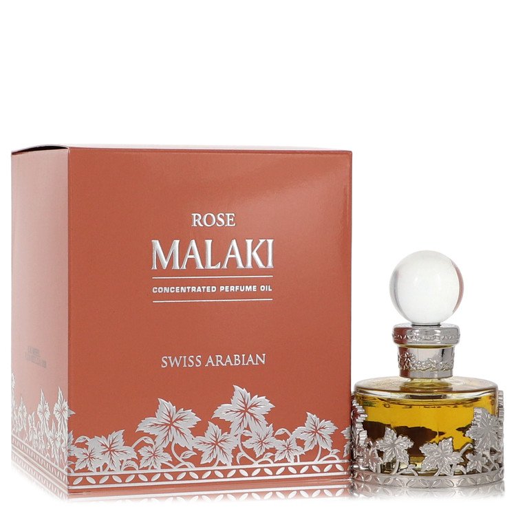 Swiss Arabian Rose Malaki Perfume bottle — floral oriental rose oud perfume oil with rose, agarwood oud, and woody notes.