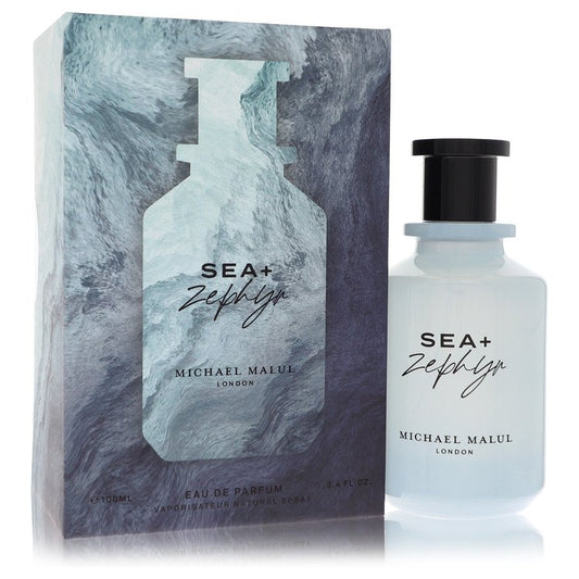 Michael Malul Sea + Zephyr cologne bottle — Serene aquatic woody fragrance with bergamot, grapefruit, sea breezes, lavender, cedarwood, and musk notes