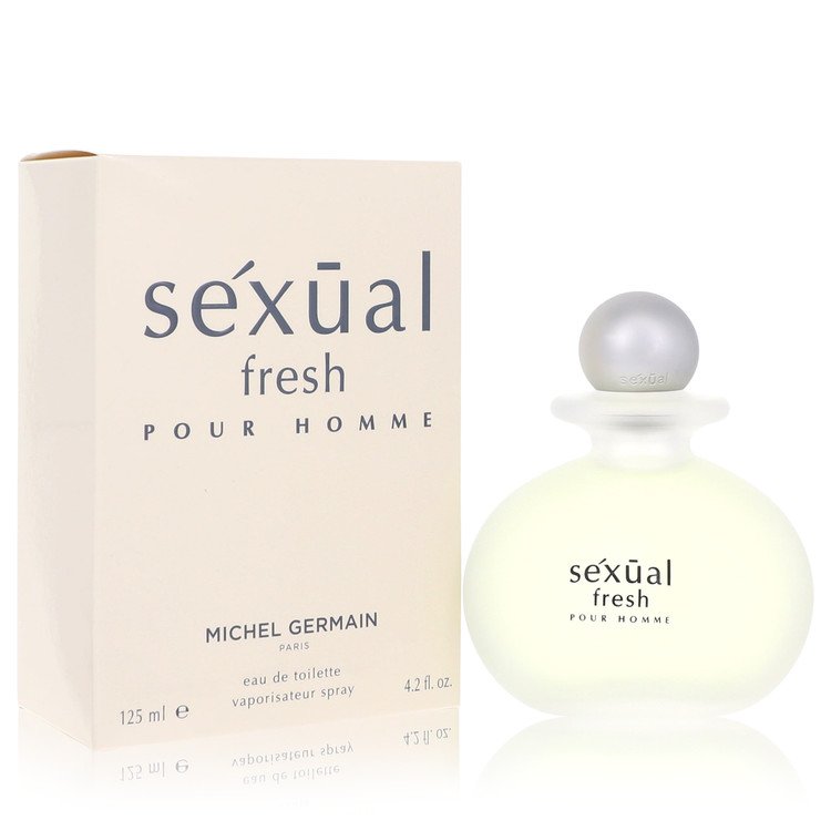 Perfume bottle and packaging of 'Sexual Fresh Pour Homme' by Michel Germain on a white background