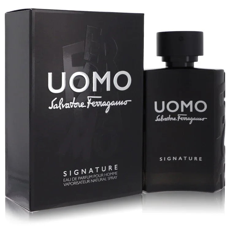 Salvatore Ferragamo Uomo Signature perfume bottle and packaging on a white background