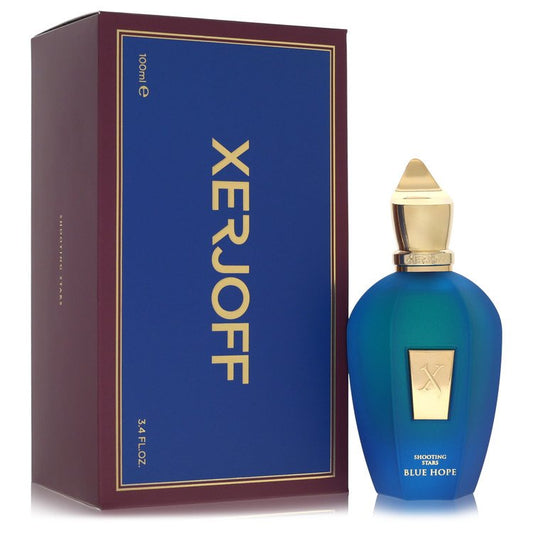Shooting Stars Blue Hope perfume bottle for men and women by Xerjoff — Luminous floral woody oriental unisex fragrance with bergamot, pink pepper, floral bouquet, creamy accords, sandalwood, musk, and amber notes