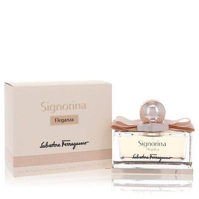 Salvatore Ferragamo Signorina Eleganza perfume bottle — Floriental chypre women's fragrance with grapefruit, osmanthus, and white leather notes