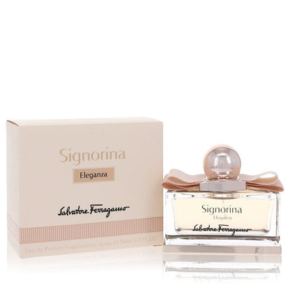Salvatore Ferragamo Signorina Eleganza perfume bottle — Floriental chypre women's fragrance with grapefruit, osmanthus, and white leather notes