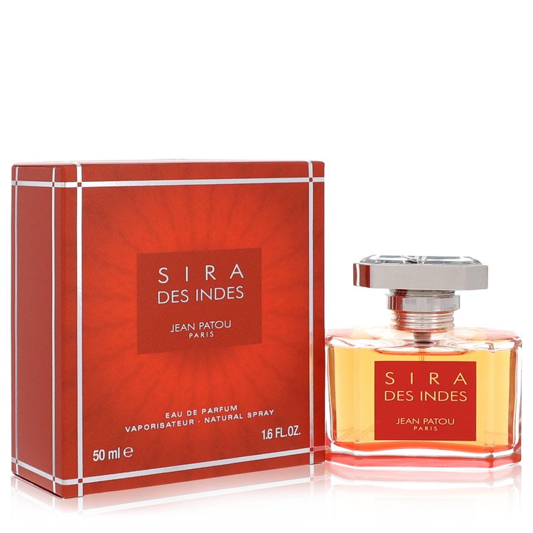 Sira Des Indes Jean Patou perfume bottle and packaging on a white background