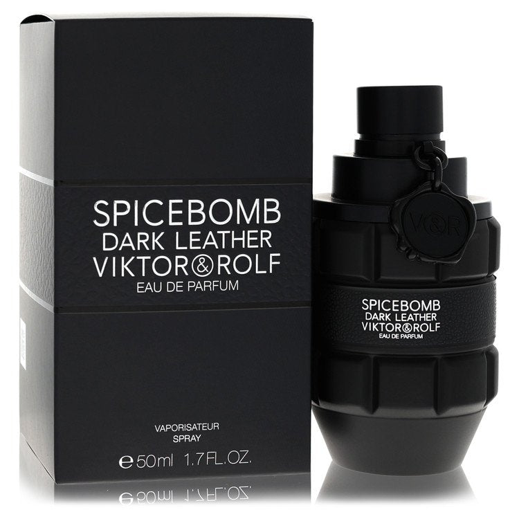 Viktor & Rolf Spicebomb Dark Leather perfume bottle and packaging on a white background