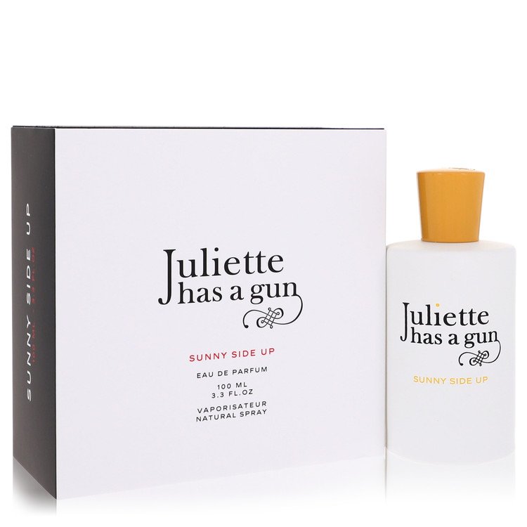 Perfume bottle and packaging of 'Juliette has a gun' Sunny Side Up on a white background