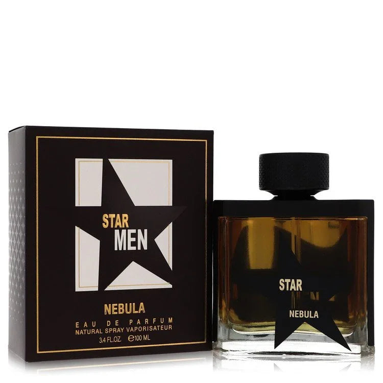 Star Men Nebula perfume bottle and packaging on a white background