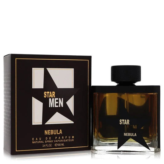 Star Men Nebula perfume bottle and packaging on a white background