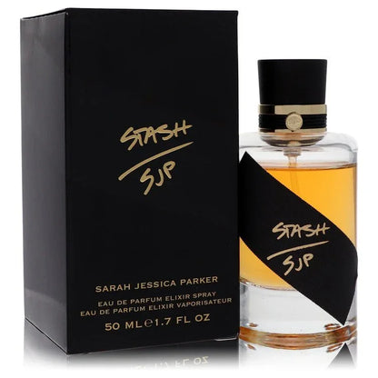 Perfume bottle and packaging of 'Stash SJP' by Sarah Jessica Parker on a white background