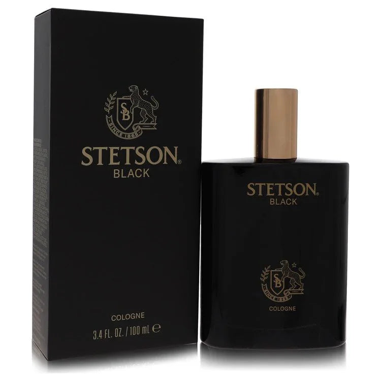 Stetson Black cologne bottle and packaging on a white background