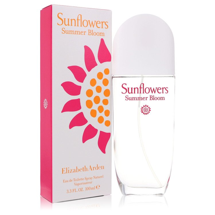 Elizabeth Arden Sunflowers Summer Bloom Perfume bottle — bright floral fruity eau de toilette for women featuring sweet pear, water lily, violet, magnolia, cedar, and warm vanilla notes