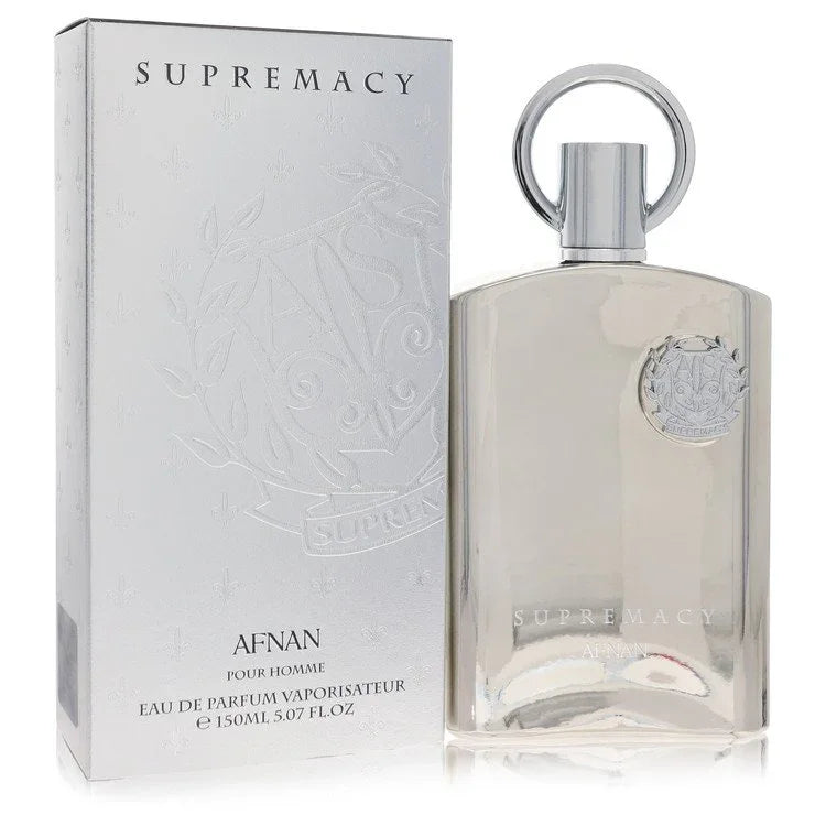 Afnan Supremacy perfume 5 oz bottle and packaging on a white background