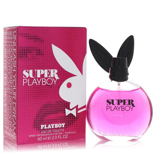Super Playboy perfume bottle and packaging on a white background
