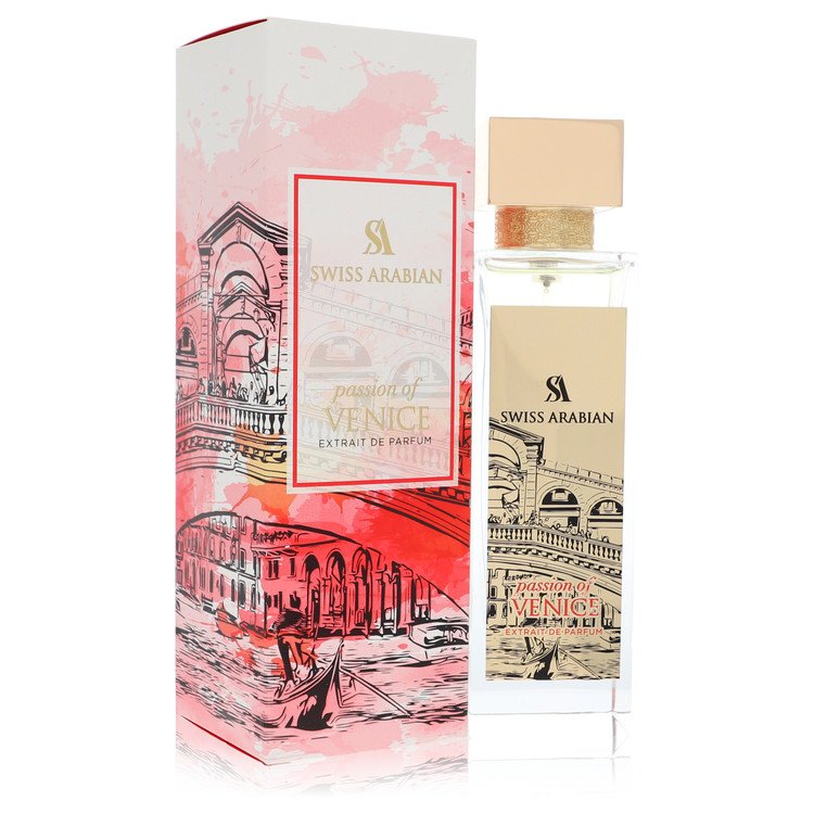 Swiss Arabian Passion of Venice Perfume bottle — woody musky fragrance with green leaves, black pepper, pink pepper, jasmine, cedarwood, patchouli, vanilla, amberwood, musk, and sandalwood