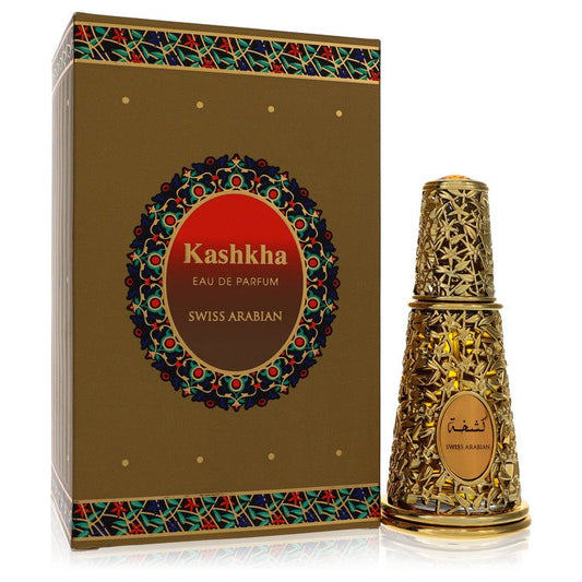 Swiss Arabian Kashkha Eau de Parfum with decorative packaging on a white background